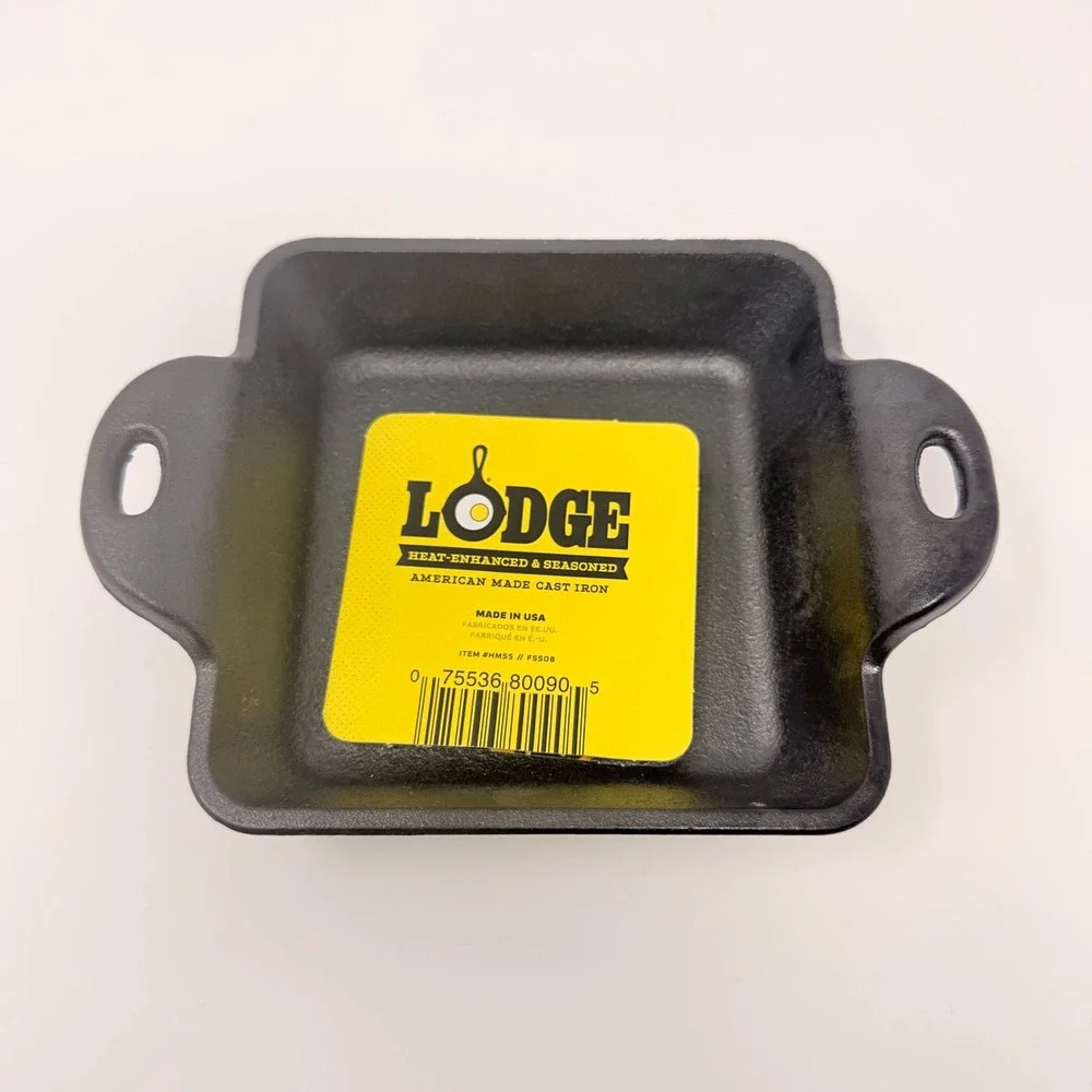 Lodge 5 Inch Square Cast Iron Mini Server - Heat-Enhanced &‎ Seasoned - USA Made